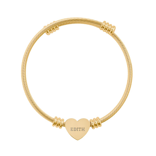Engravable Heart Cuff Bracelet – Personalized Name Heart Charm
